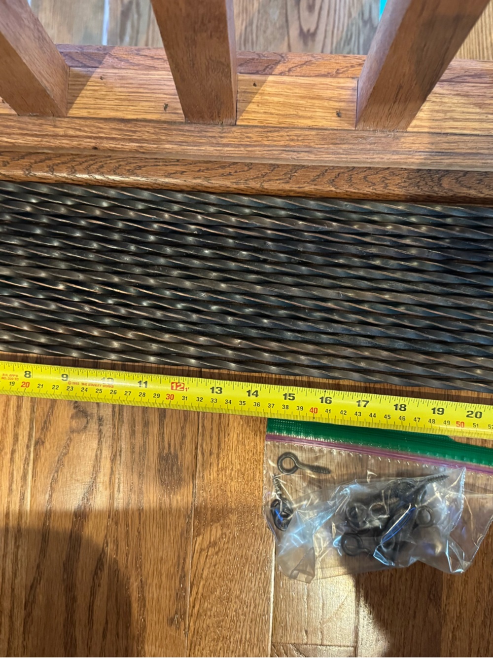 Antique Brass Twist Stair Rod - set of 16 with matching screw eyes